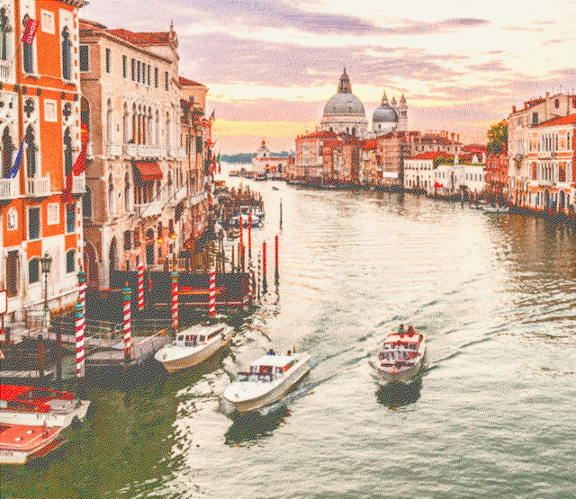Venice canal converted to dot matrix 240 DPI photo fine print